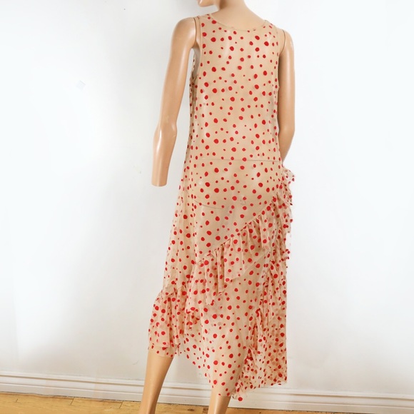 Zara sheer nude maxi dress with red polka dots - Picture 5 of 5